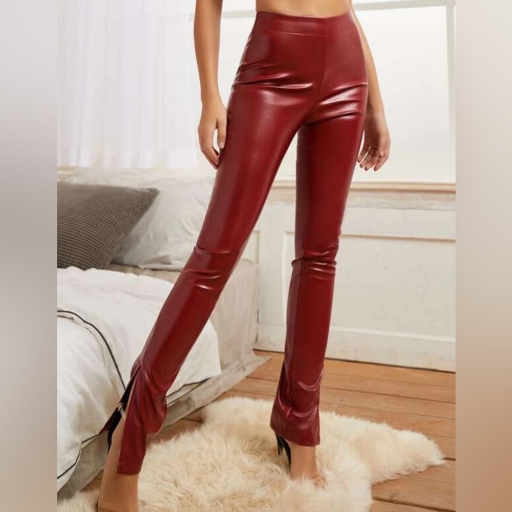 Maroon leather pants NWT